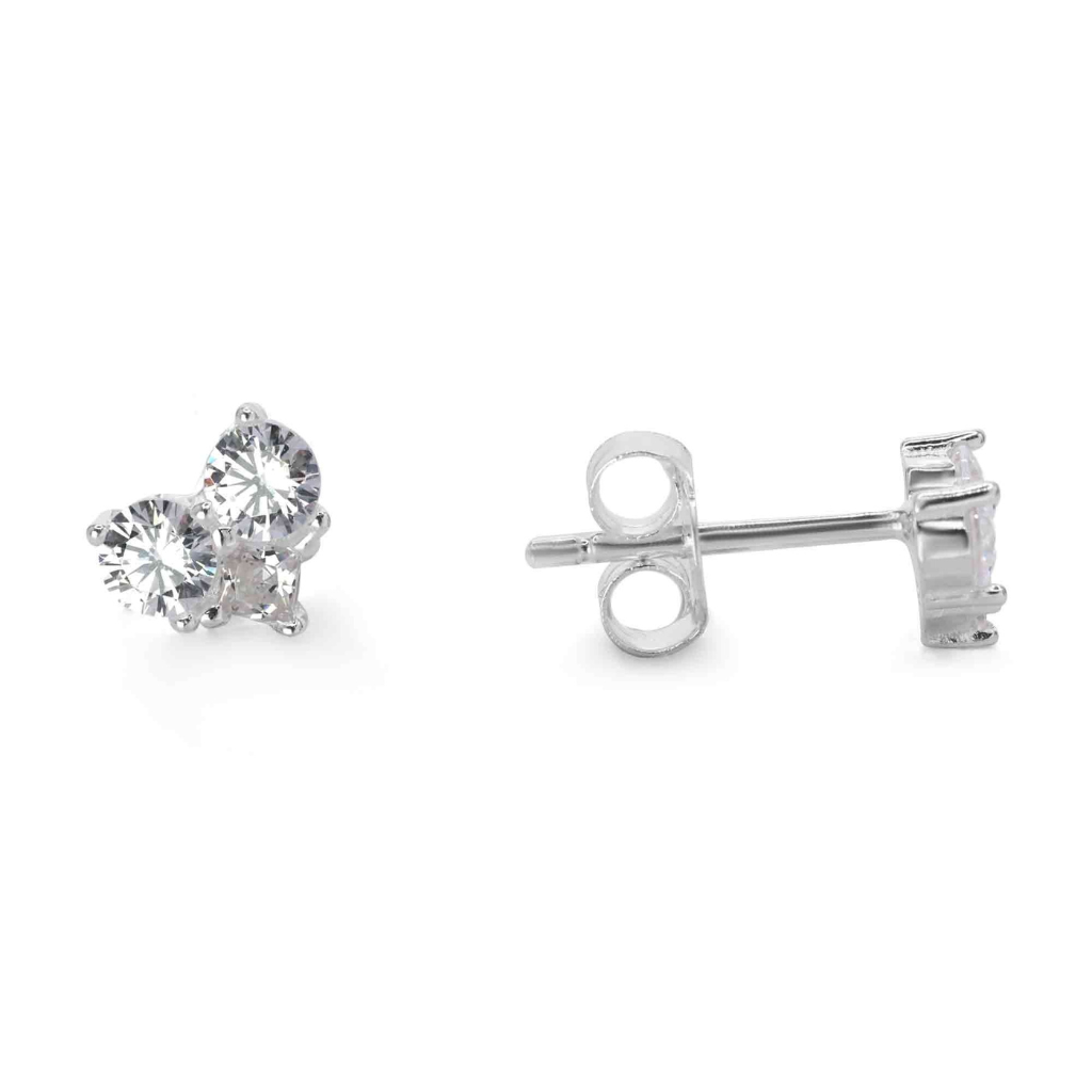 AROS MINI CORAZONES DE CIRCONES DE PLATA