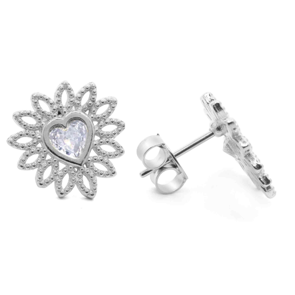 Aros Enchapados en Oro con Diseño de Corazón y Microcircones