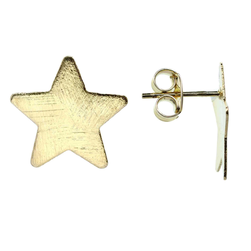 Aros Enchapados en Oro con Estrellas Satinadas