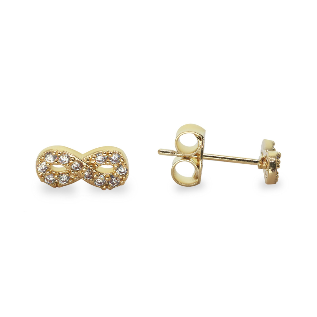 Aros Enchapados en Oro con Pequeños Infinitos y Circones