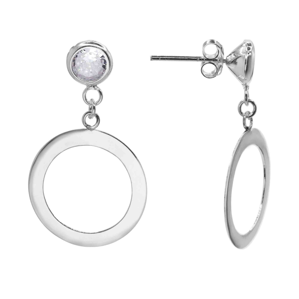 Aros de Plata 925 con Figura Circular y Circones