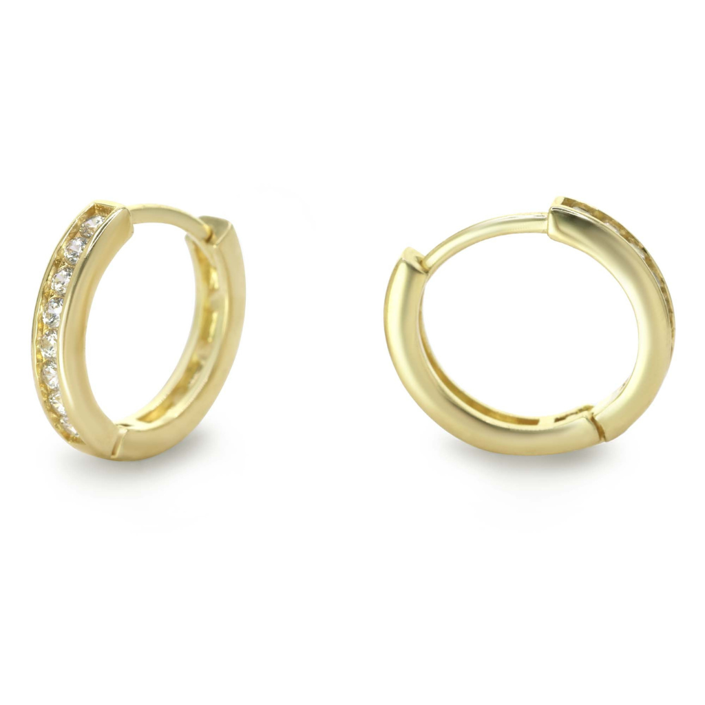 Aros Enchapados en Oro, Argollas con Banda de Circones, 13 mm