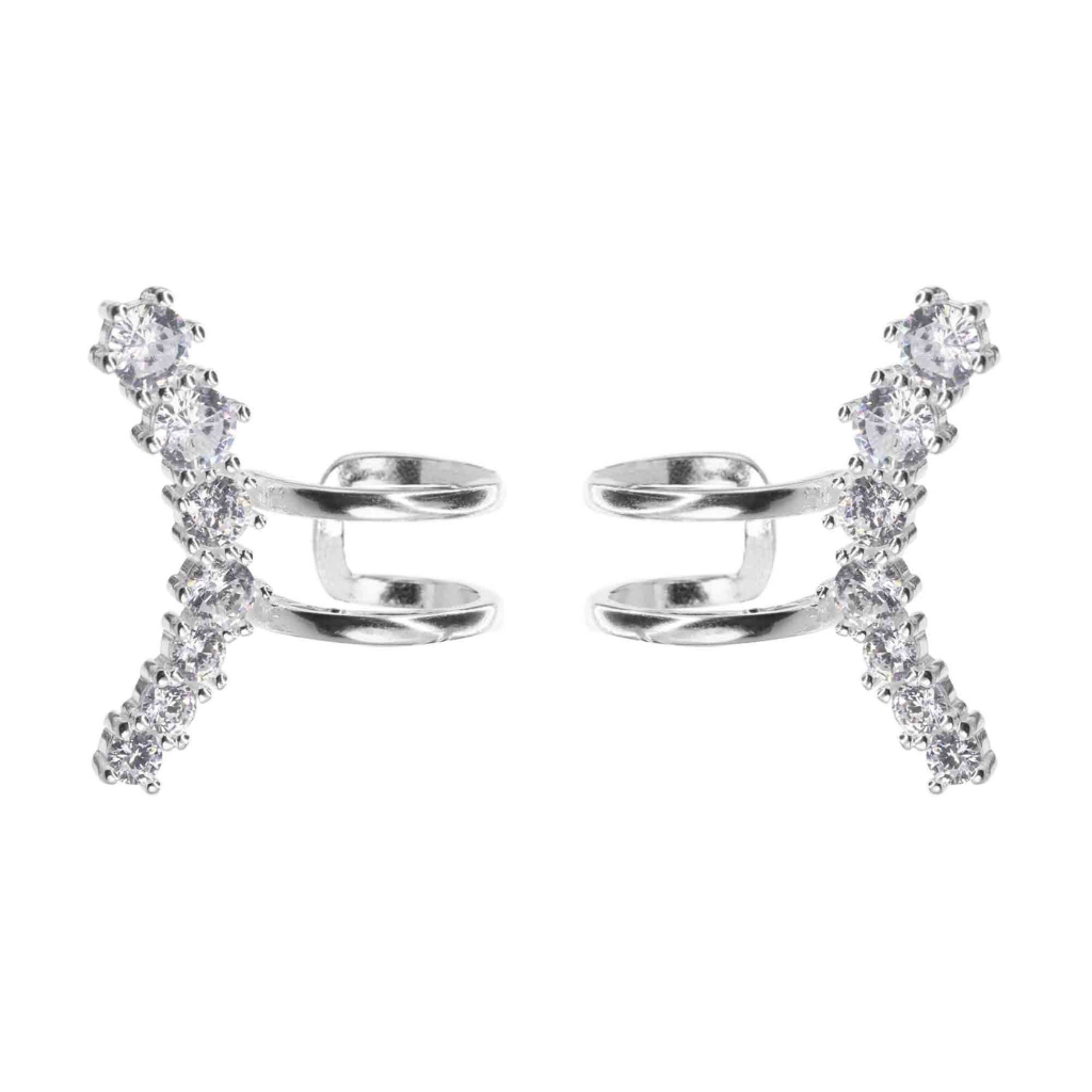 Aros de Plata 925 Cuff Trepador con Circones (1,8 cm)