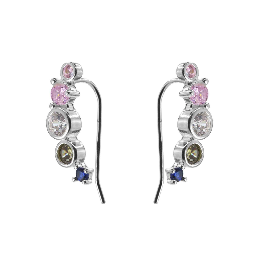 Aros de Plata 925 Estilo Trepador con Circones (1,8 cm)